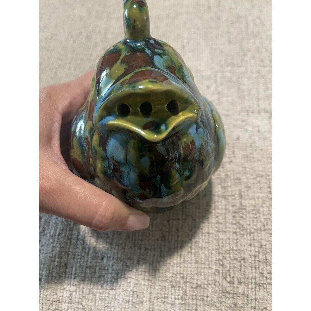 Vintage art pottery Bird figurine mystery maker unusual well made ceramic 70s